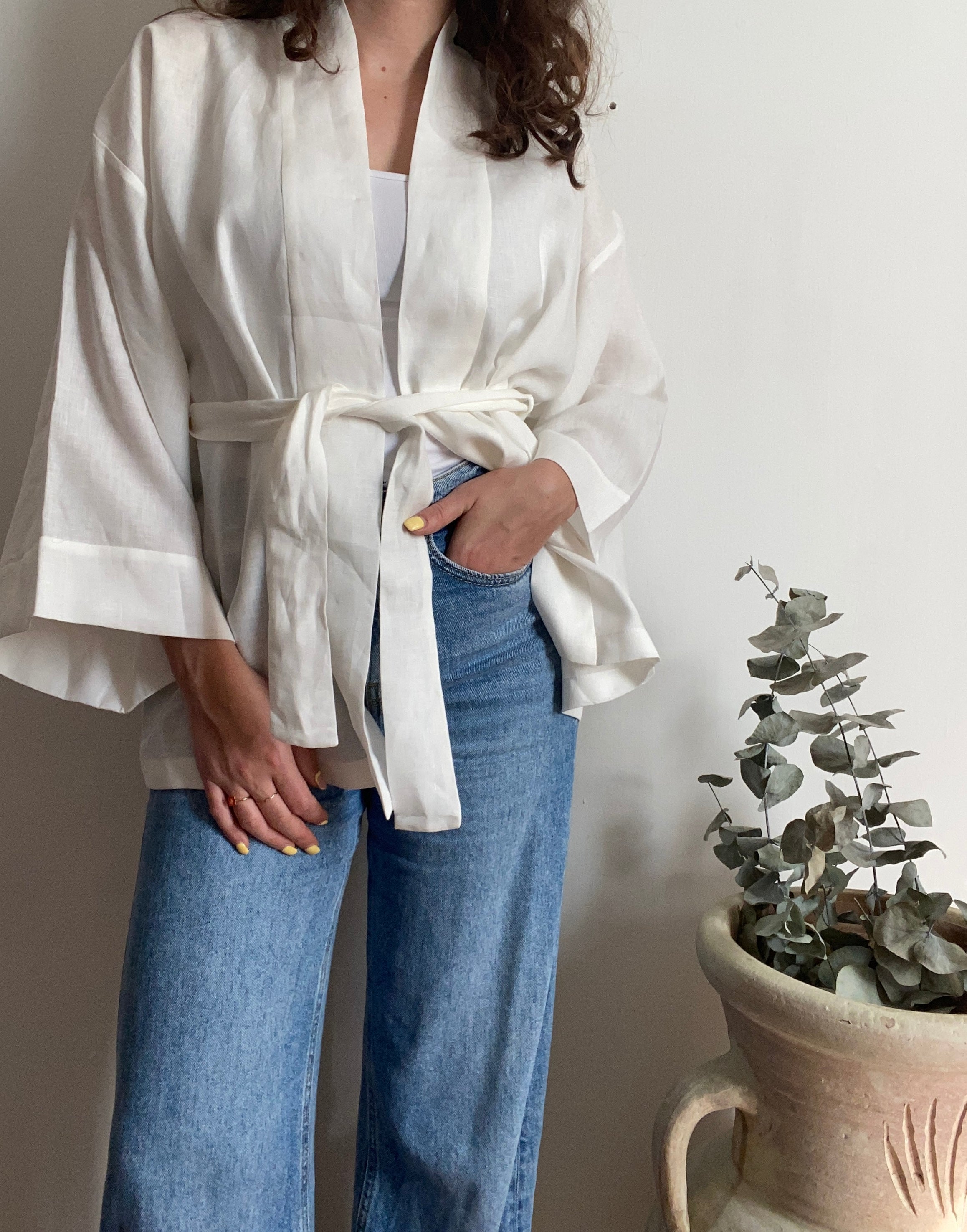 Kimono in lino Bianco