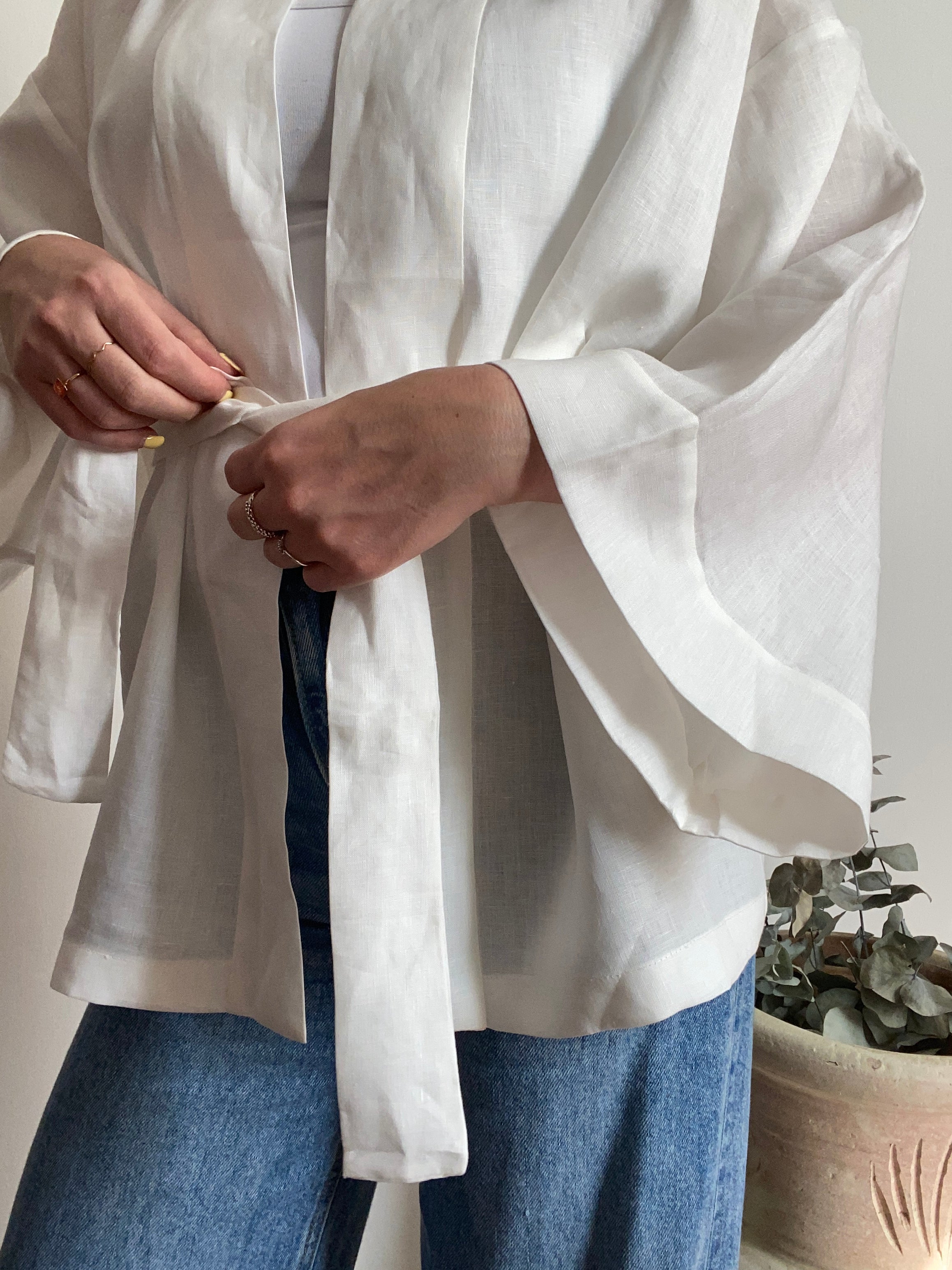 Kimono in lino Bianco