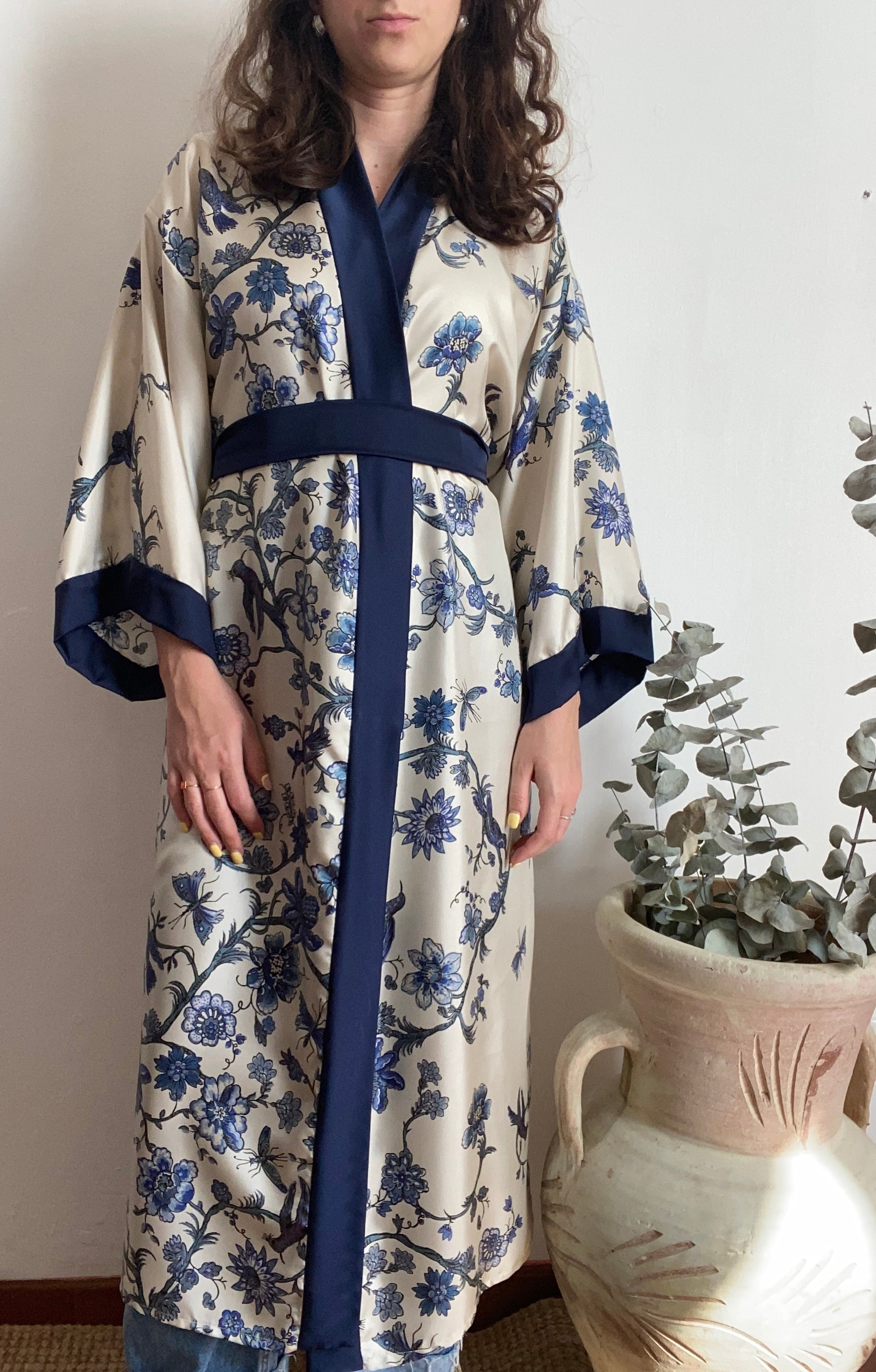 Kimono lungo in seta