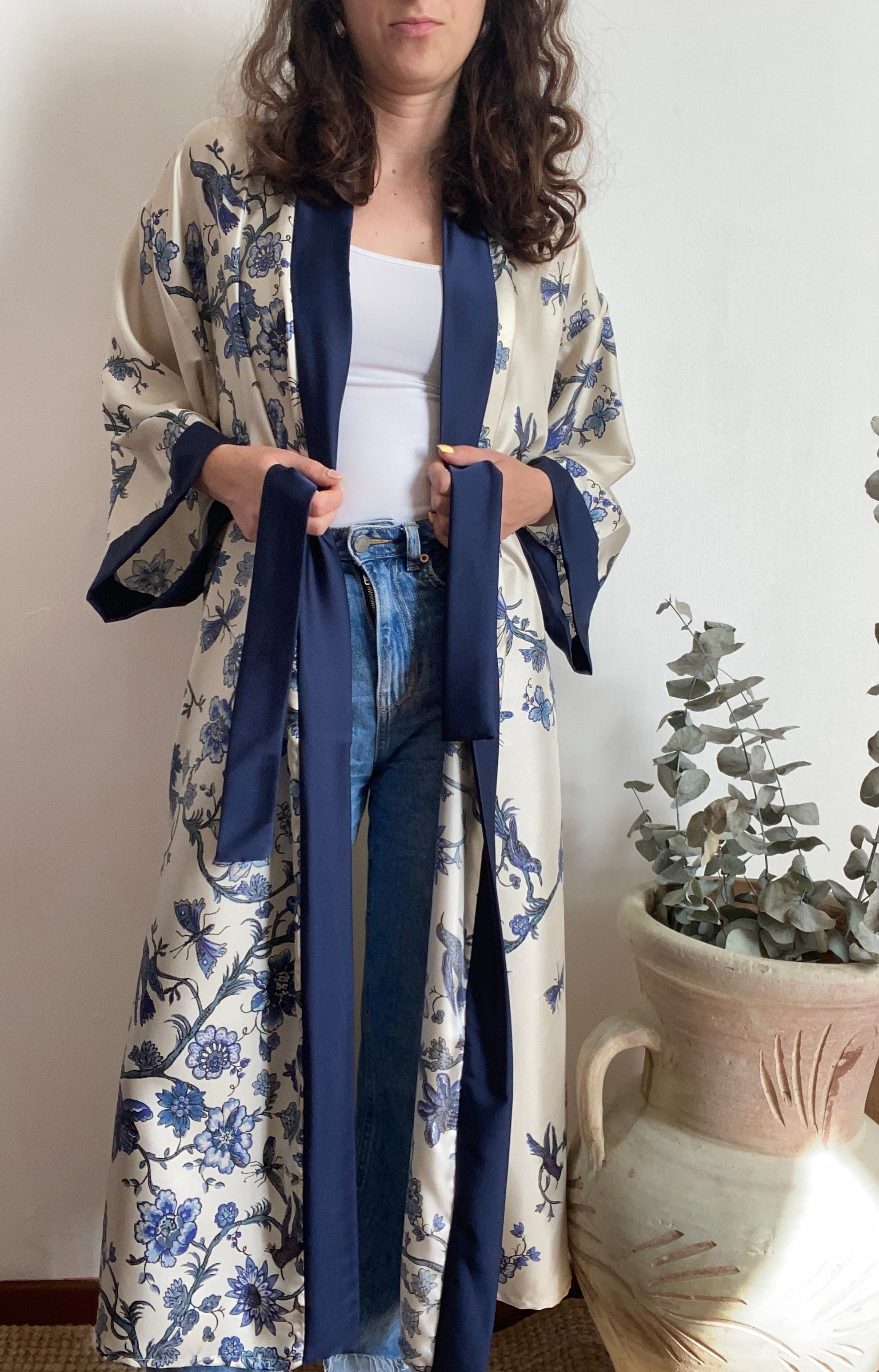 Kimono lungo in seta