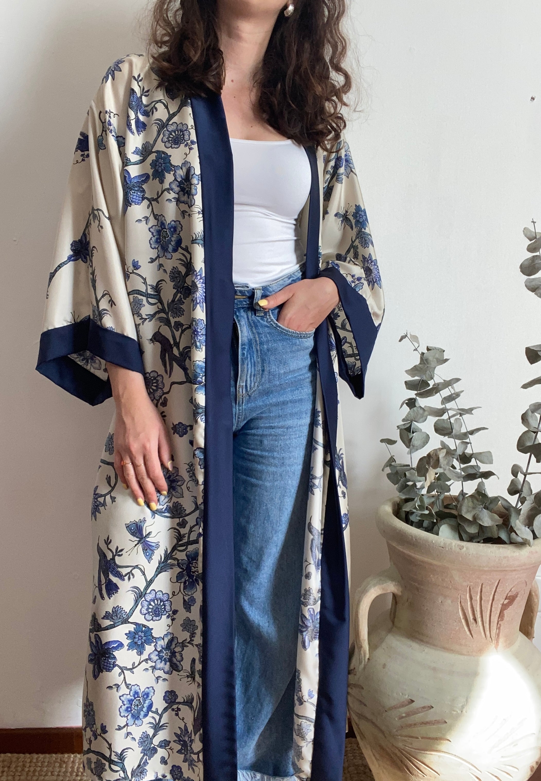 Kimono lungo in seta