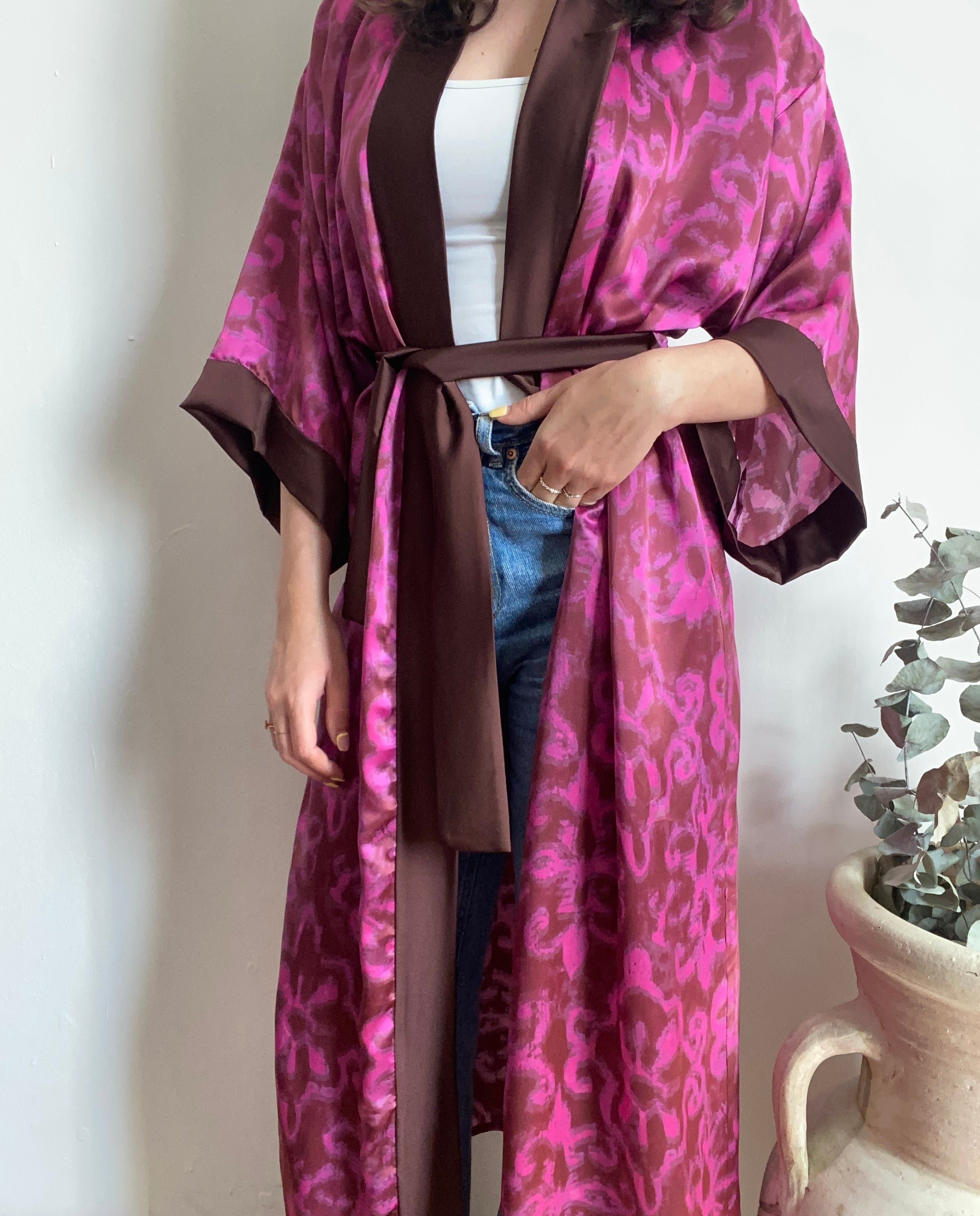 Kimono lungo in seta