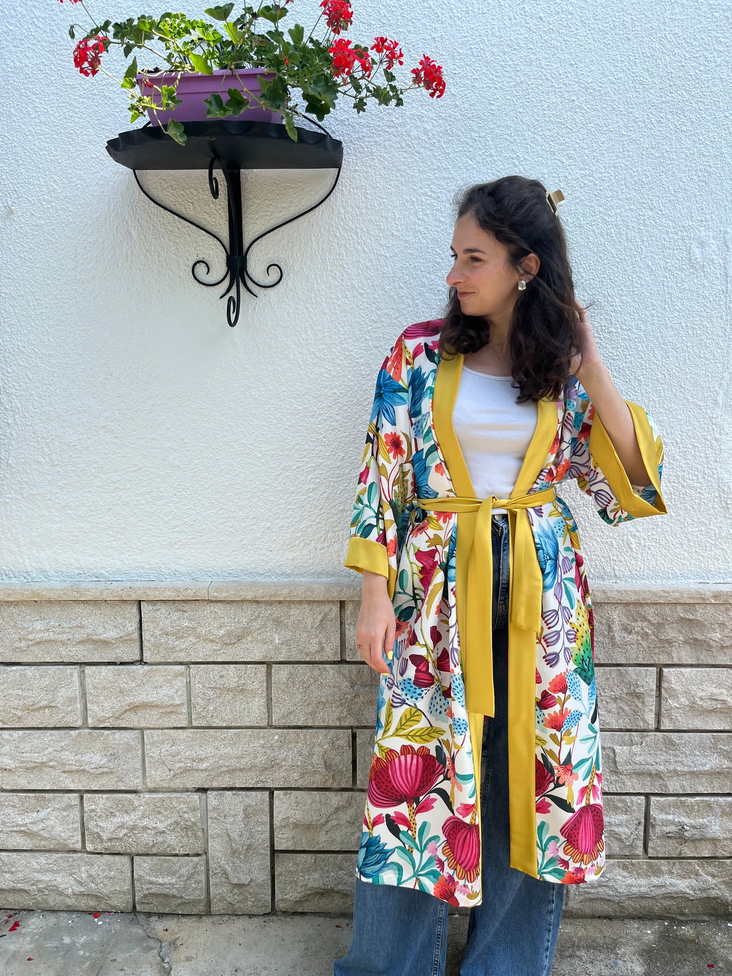 Kimono lungo in seta