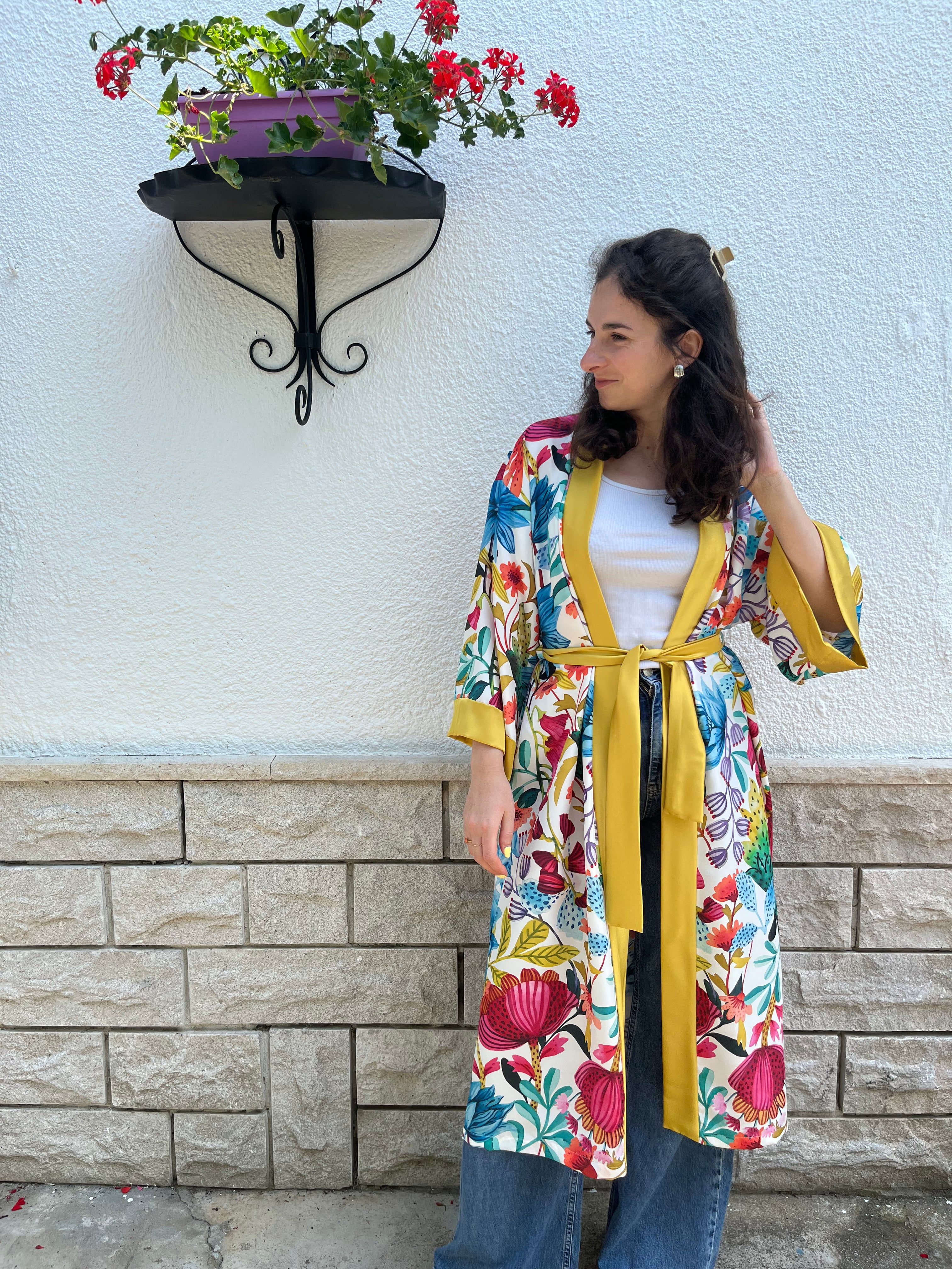 Kimono lungo in seta