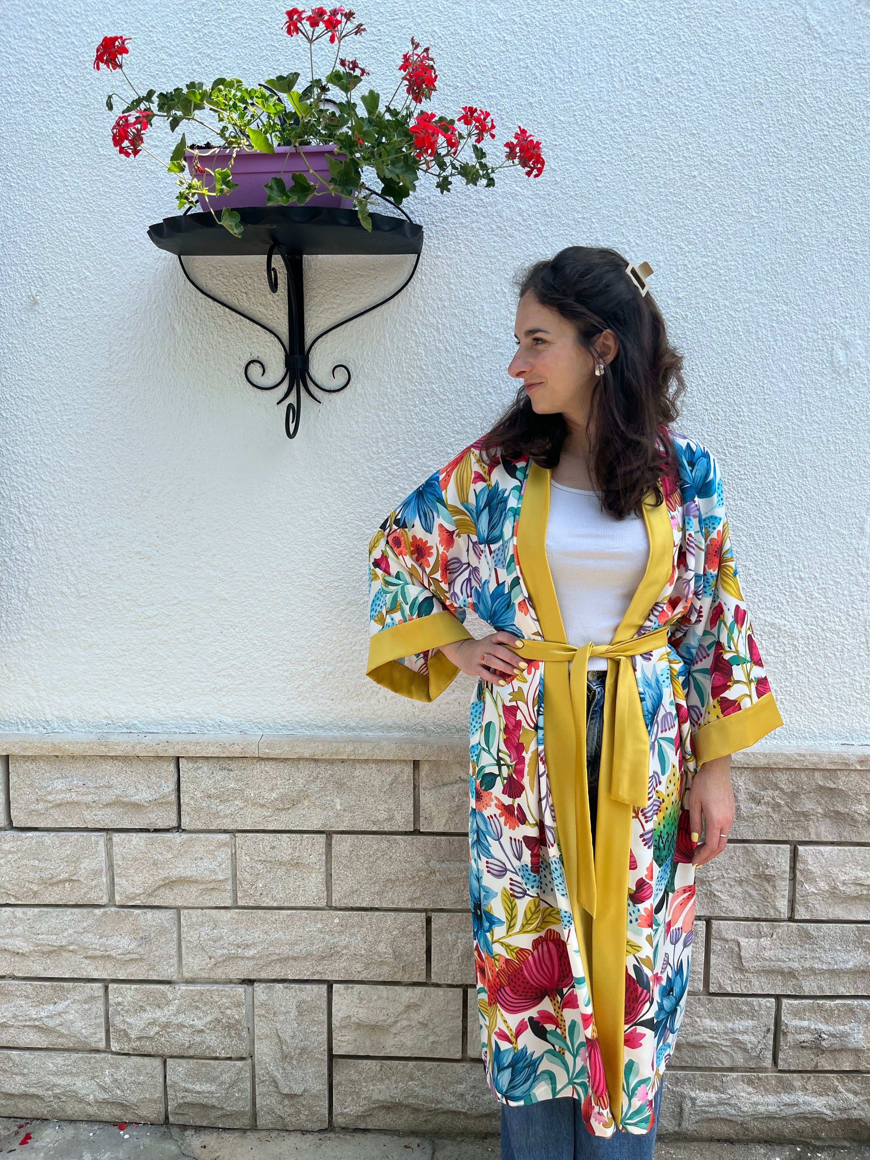Kimono lungo in seta