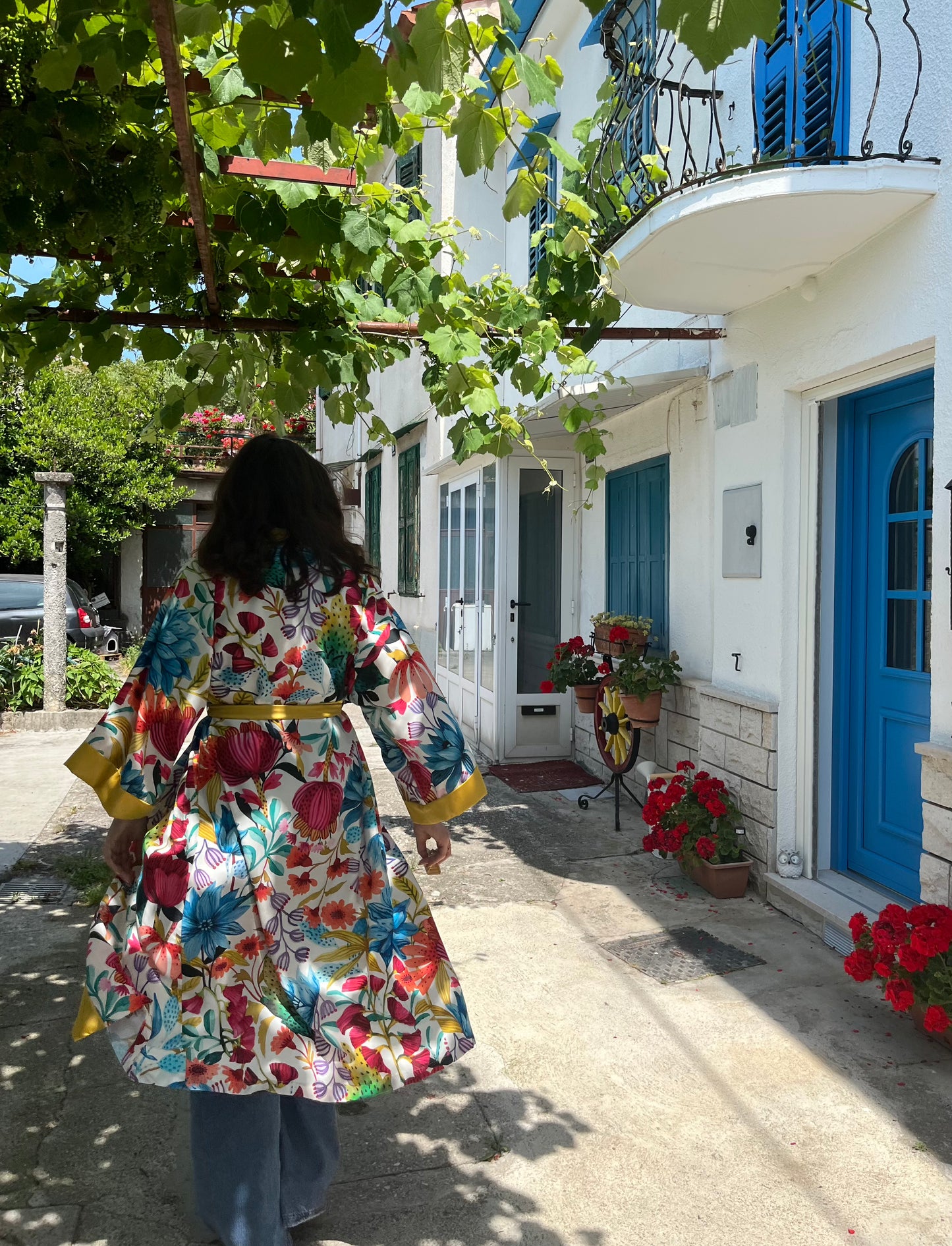 Kimono lungo in seta