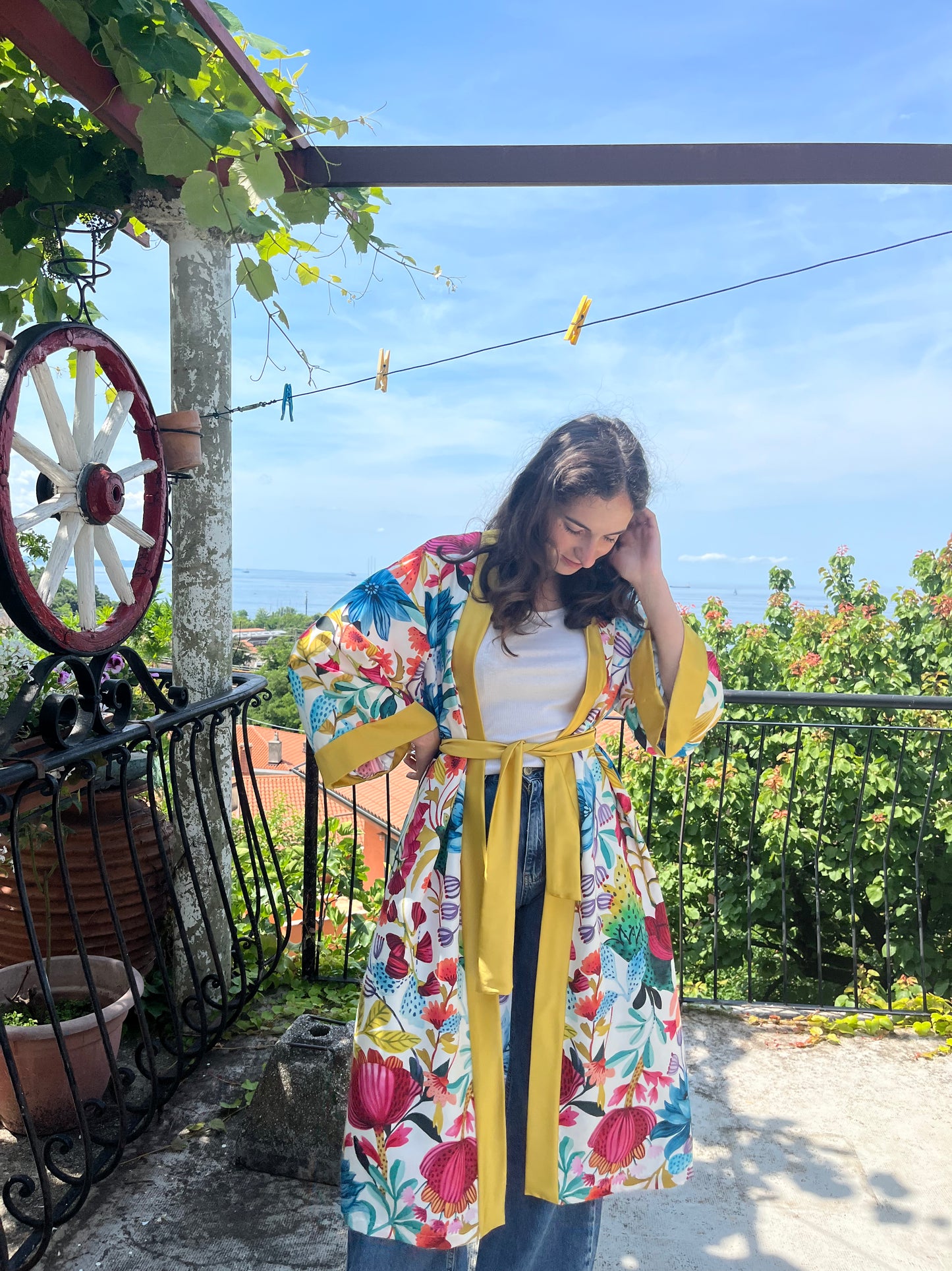 Kimono lungo in seta