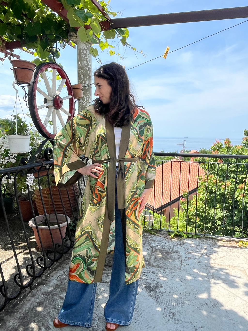 Kimono lungo in seta