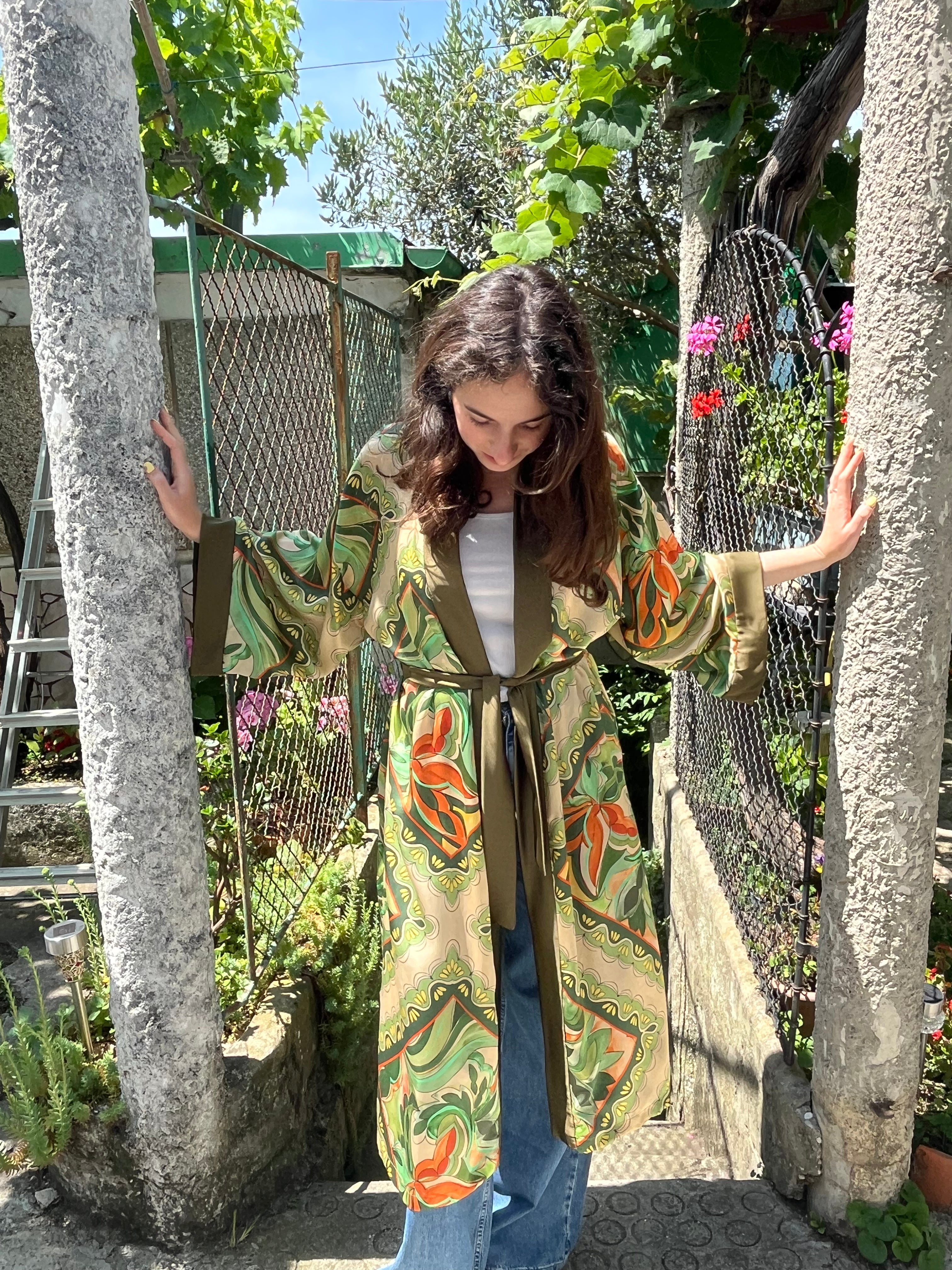 Kimono lungo in seta