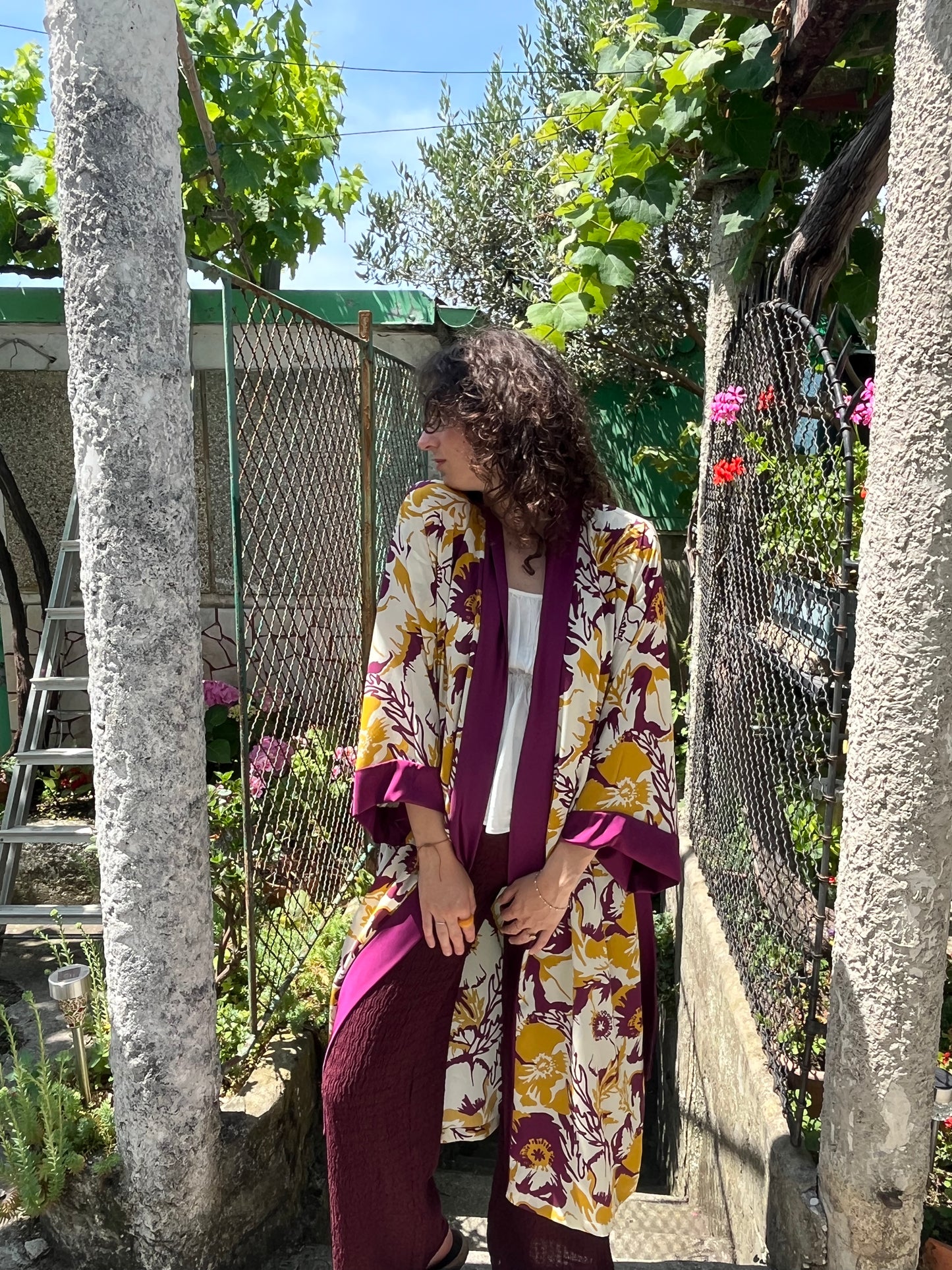 Kimono lungo in seta