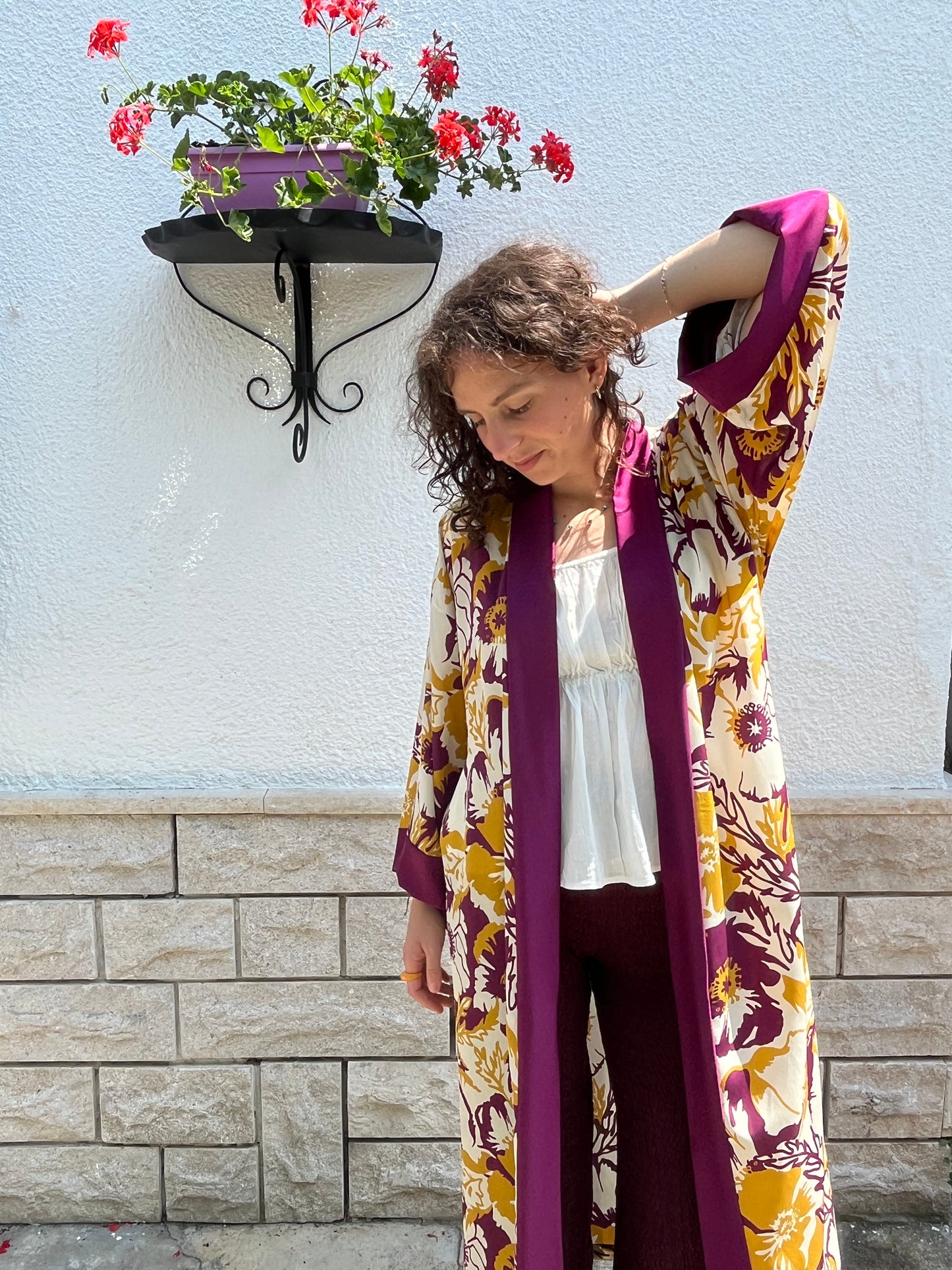 Kimono lungo in seta