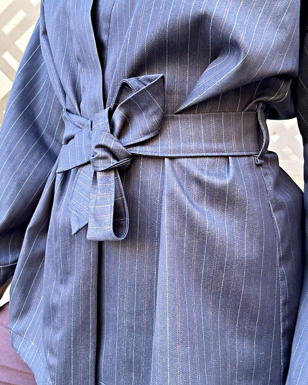 Kimono in cotone Righe Denim