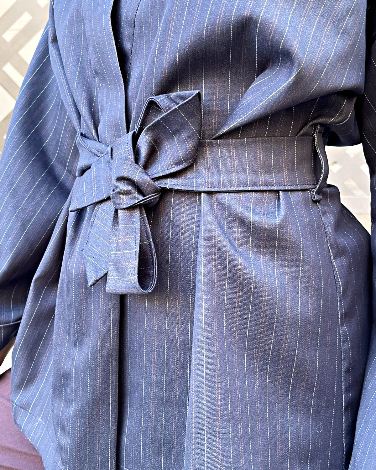 Kimono in cotone Righe Denim
