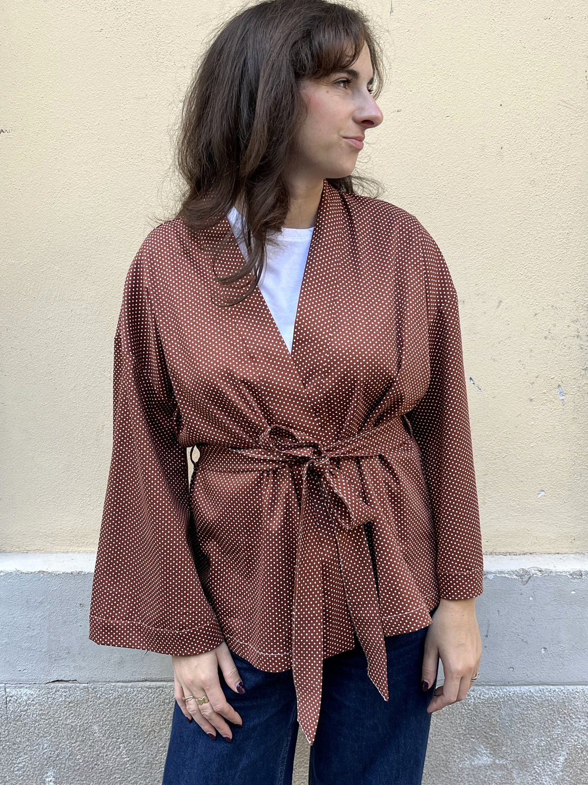 Kimono in cotone Pois Cacao
