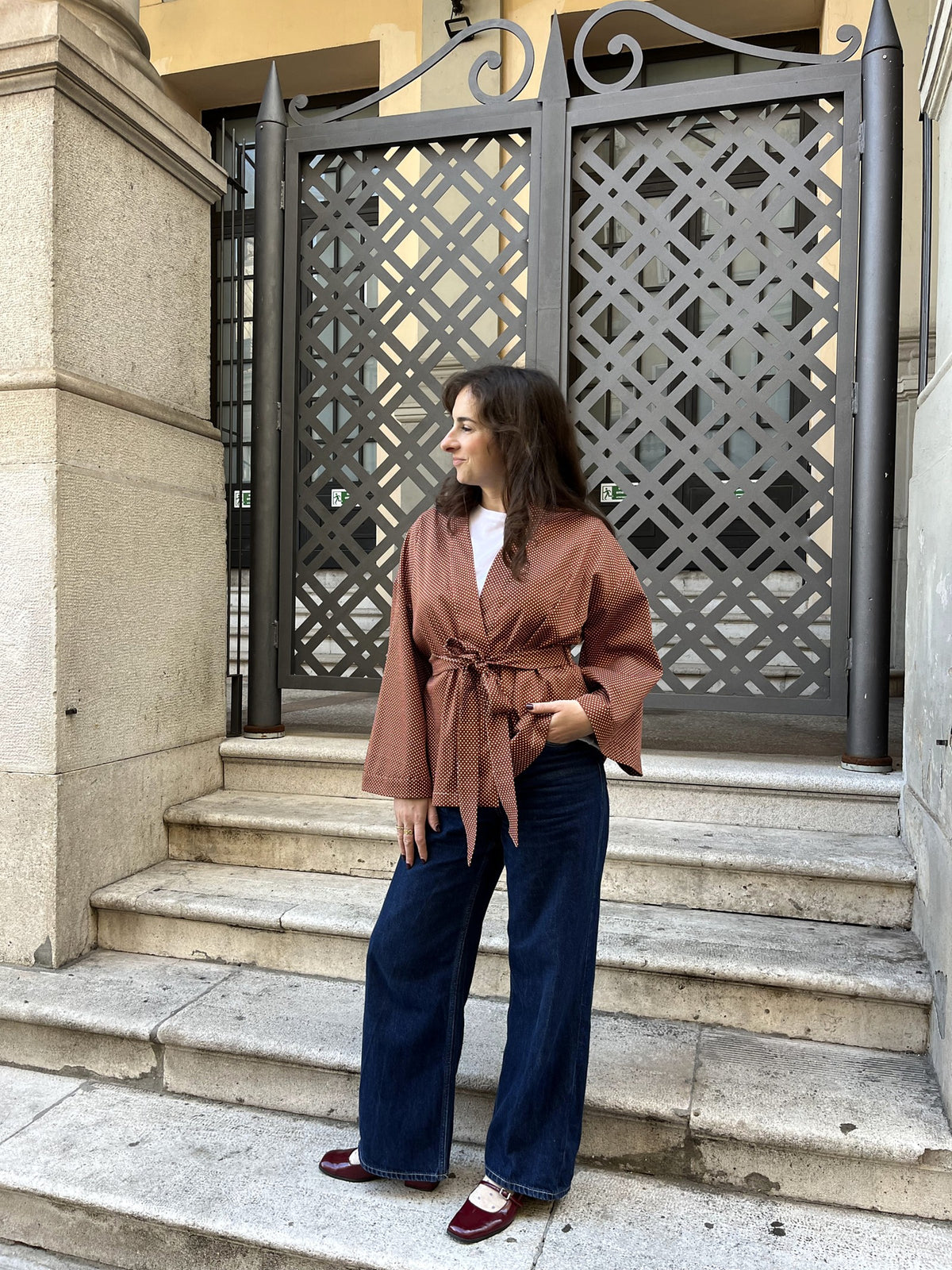 Kimono in cotone Pois Cacao