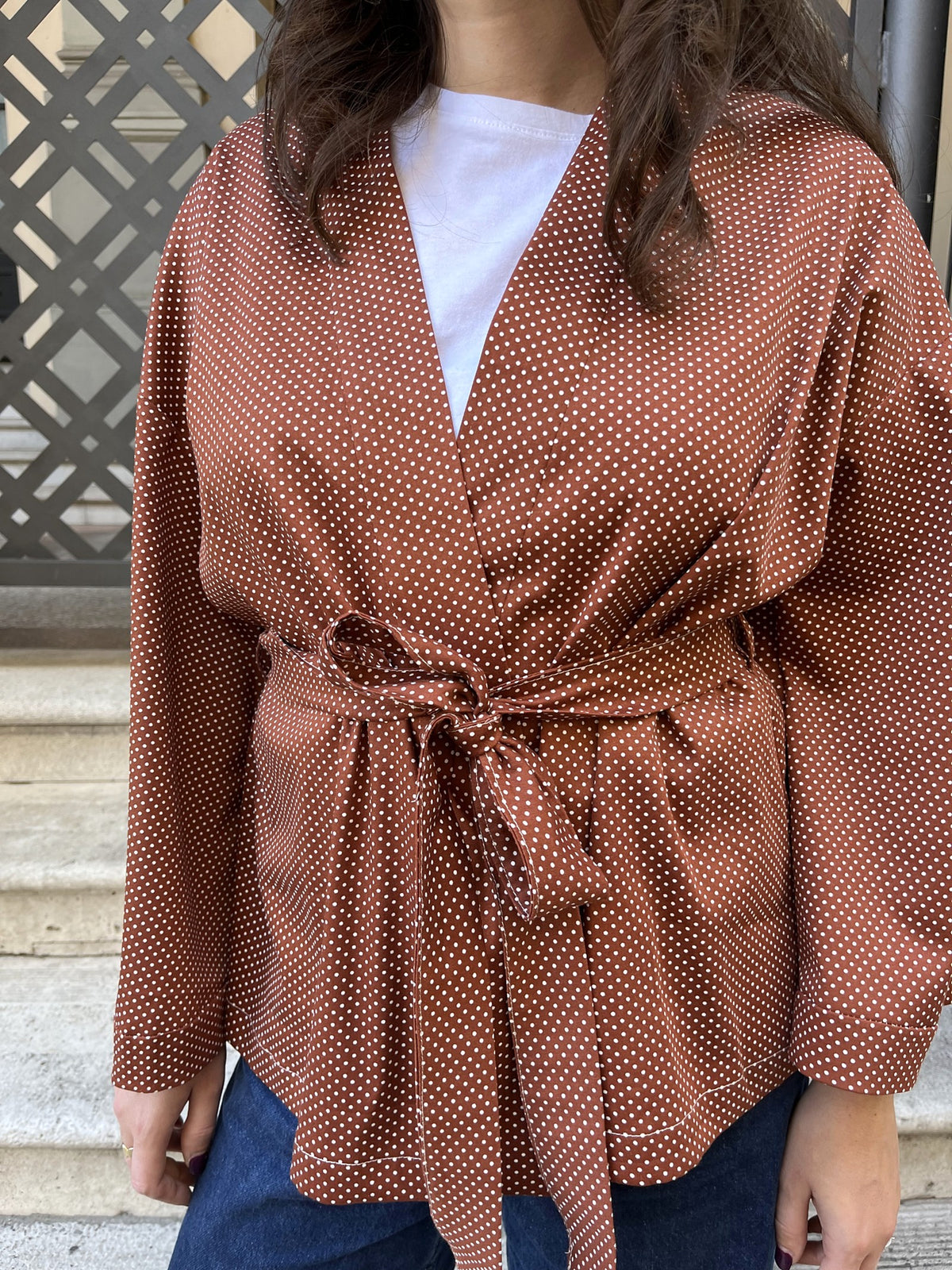 Kimono in cotone Pois Cacao