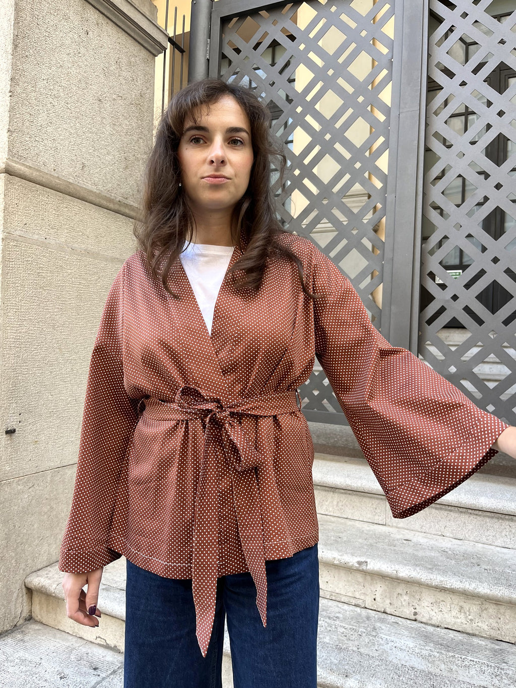 Kimono in cotone Pois Cacao