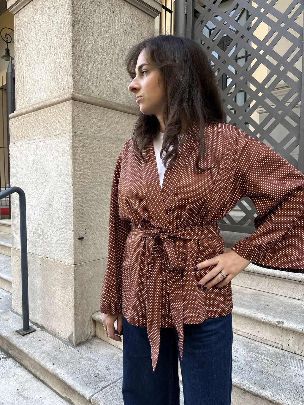 Kimono in cotone Pois Cacao